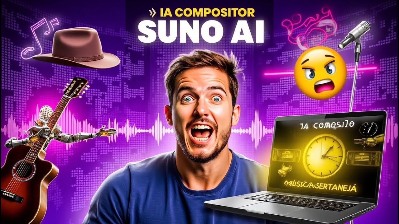 SUNO AI CRIE MUSICAS EM SEGUNDOS -  🎵 A IA CRIOU UMA MÚSICA SERTANEJA NO ESTILO DO GUSTTAVO LIMA! 😱🎶