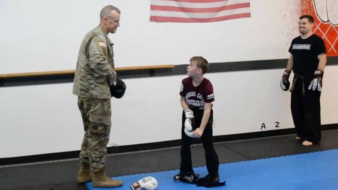 Sergeant Surprises Son In Taekwondo Lesson
