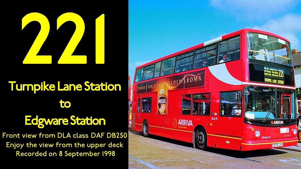 【London Bus 1998 Nostalgic Ride】221 Turnpike Lane Station to Edgware Station