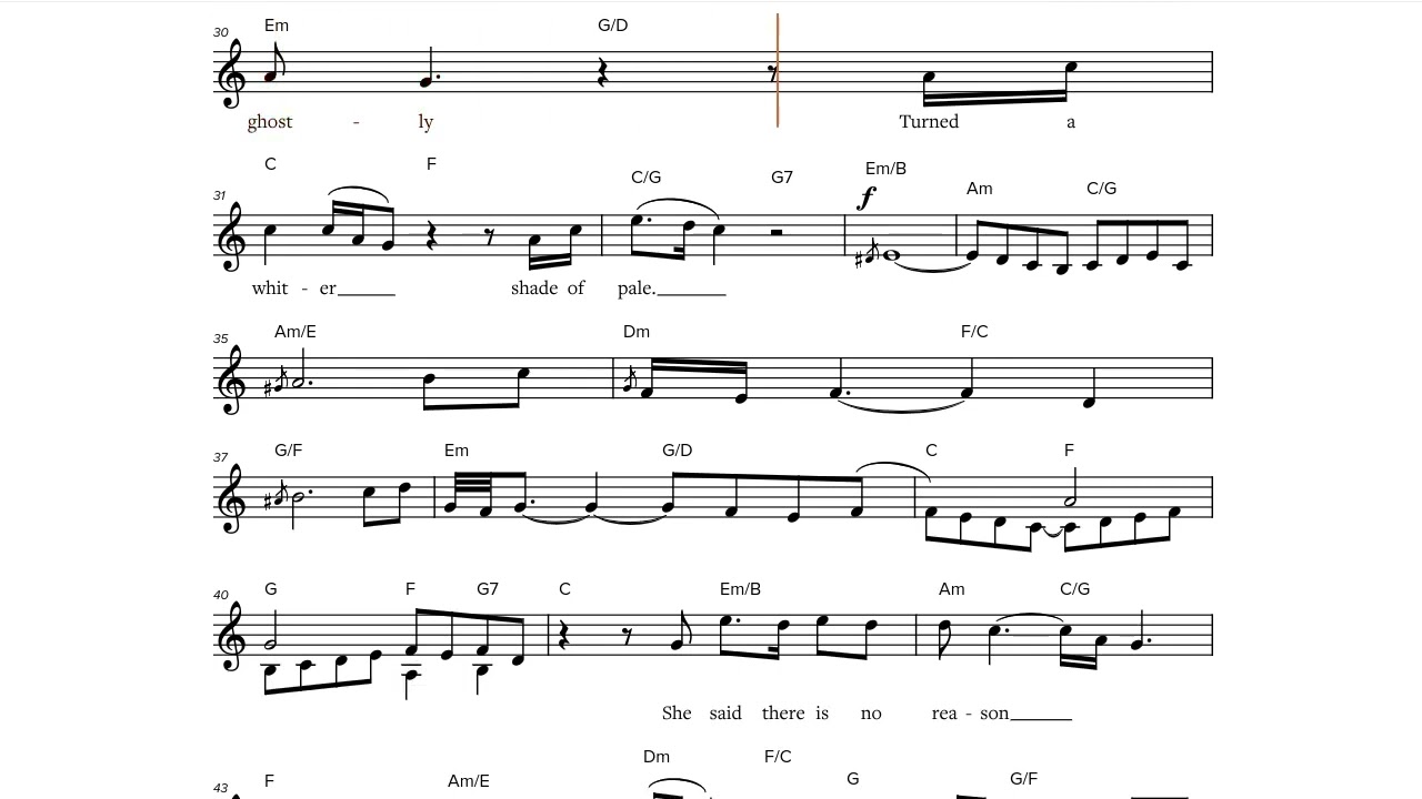 A Whiter Shade of Pale (Procol Harum, 1967), C-Instrument Play along