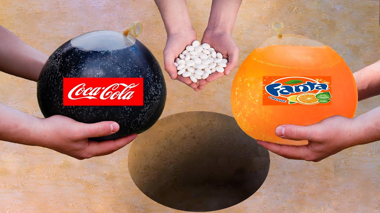 Experiment: The Balloons of Coca Cola & Fanta VS Mentos Underground