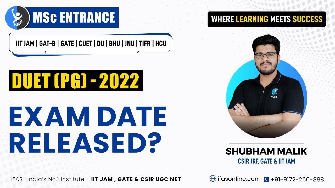 DUET PG Entrance Exam Date 2022 | Updated Physics DUET 2022 Date