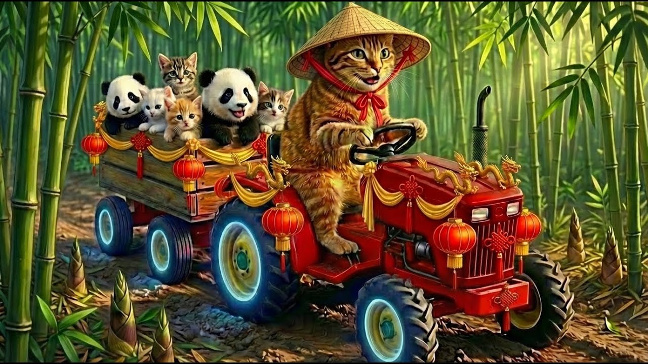 Mama Cat Trims Fur on the Farm and Makes Tiger Hat For Kittens At Home🐾🎩🐯 Luma MeowMama and Panda