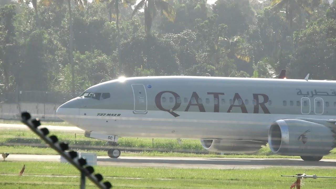 Qatar Airways(Max 8) take-off from cochin international airport 