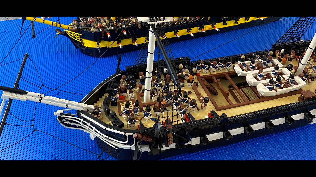 USS Constitution huge Lego minifig MOC in battle with HMS Guerriere