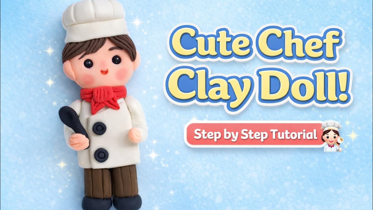 Full video Cute Chef Clay Doll 👩‍🍳 | Easy Step by Step Clay Craft Tutorial for Beginners