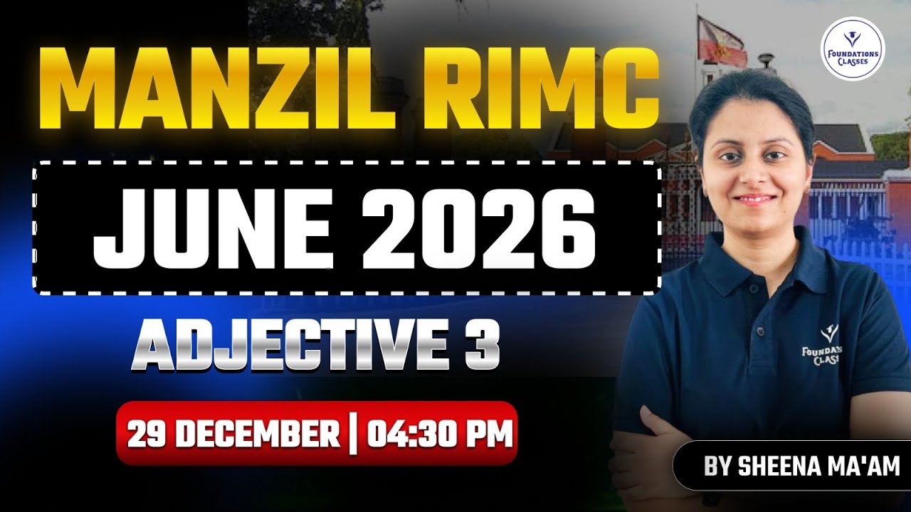 RIMC English Adjective Part 3 | June 2026 | Manzil RIMC | By Sheena Ma&rsquo;am