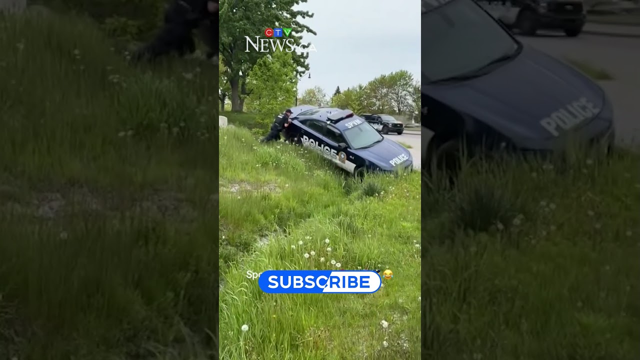Officers captured pushing Montreal cruiser stuck in ditch