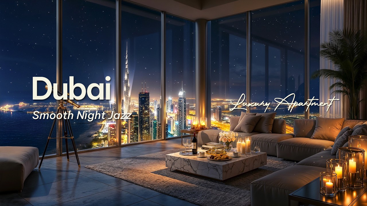 Elegant Dubai Night in a Luxury Apartment 🥂 Smooth Jazz Music & City Skyline View to Relax, Chill