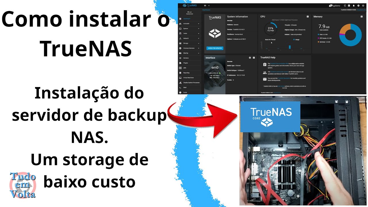 Como instalar o TrueNAS servidor de backup caseiro storage barato profissional custo benefício