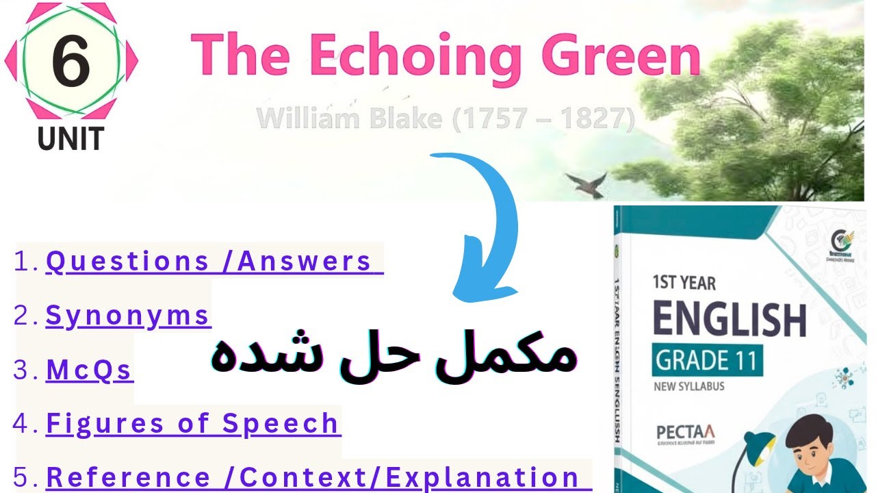 1st Year English| Unit 6 | The Echoing Green by Blake | Urdu Translation|Questions Answer| Solution|