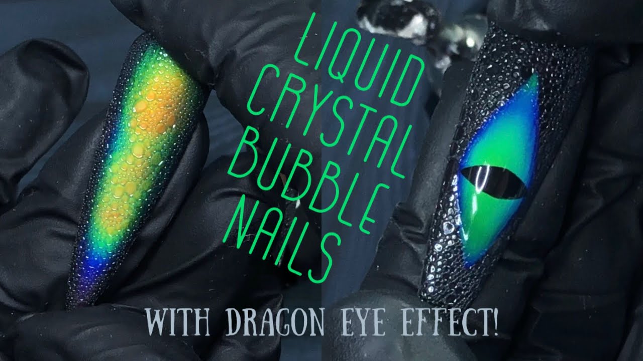 Liquid crystal thermochromic mood bubble nails with dragon eye effect!