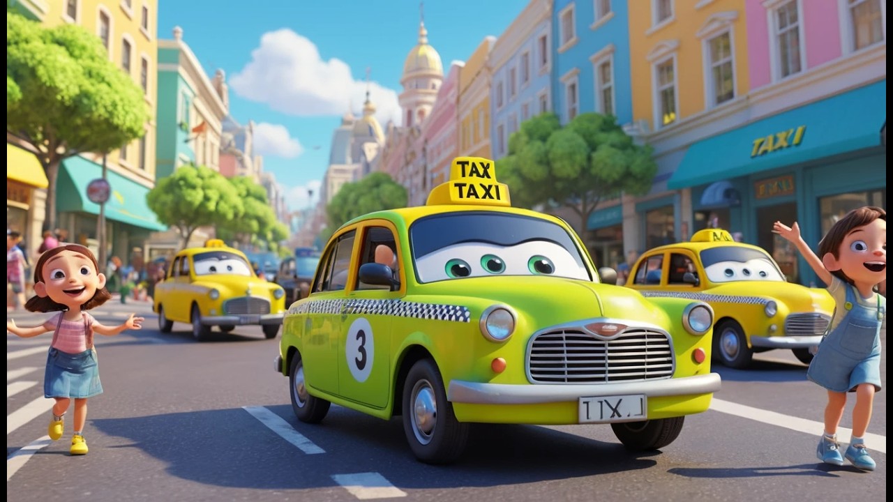 Three Little Toy Taxis Honk Honk Honk | City Traffic Song & Kids Cars Rhymes