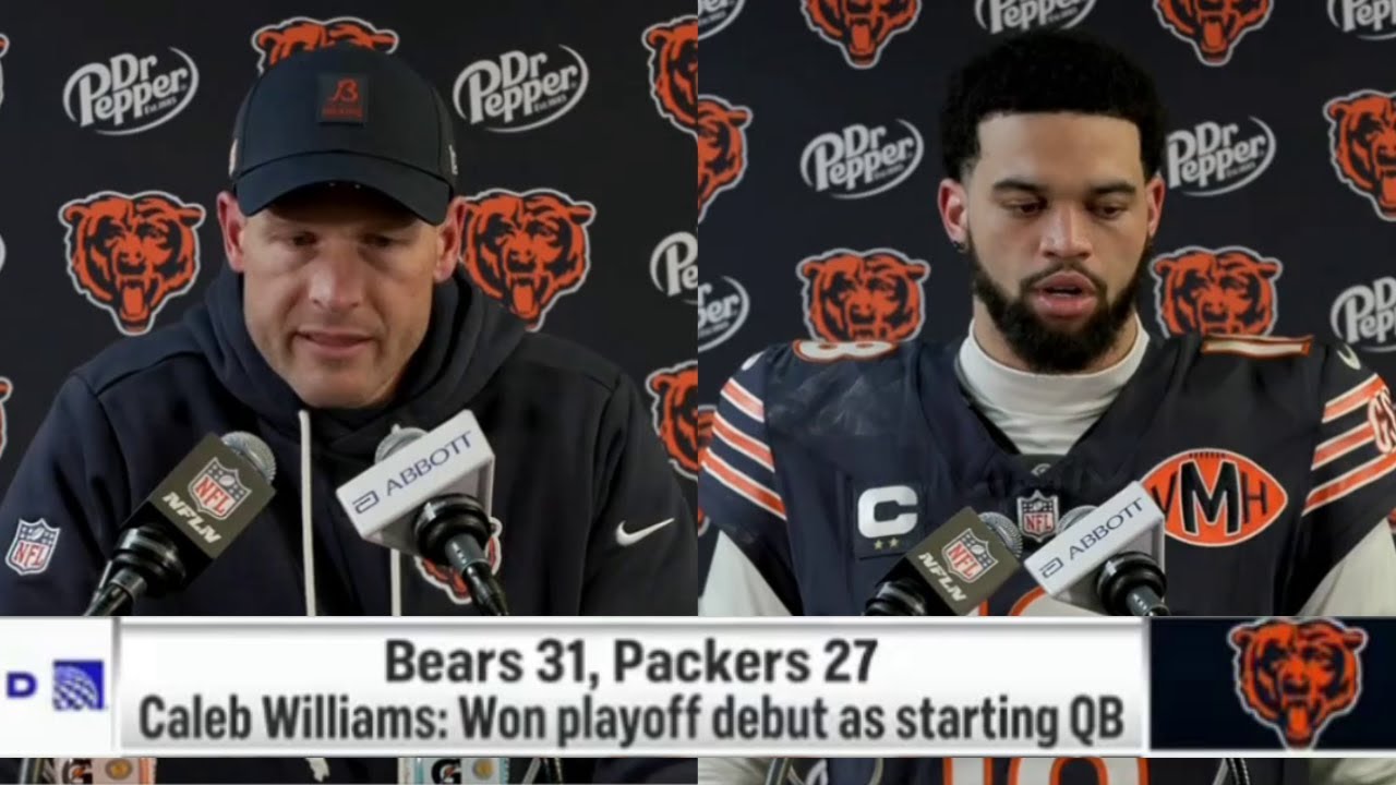 QB Caleb Wiliams, HC Ben Johnson PostGame Interview after Bears comeback beat Packers 31-27