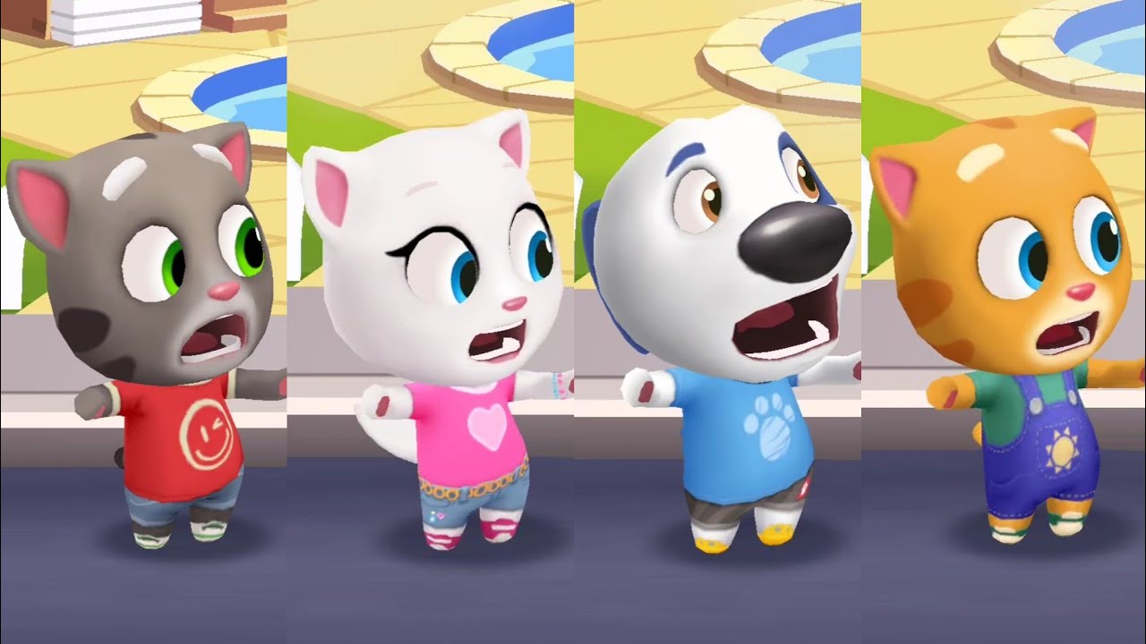 Talking Tom Gold Run Talking Tom Vs Talking Angela Vs Talking Hank Vs Talking Ginger Gameplay