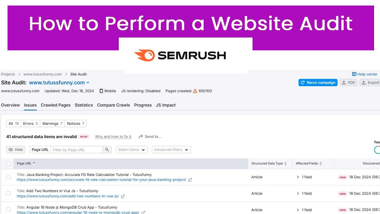 How to Perform a Website Audit Using Semrush  for SEO Success