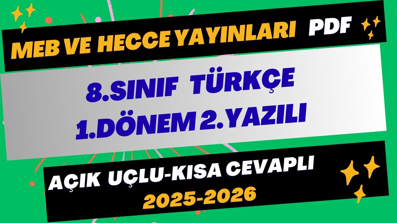 8.Sınıf Türkçe 1.Dönem 2.Yazılı (MEB-HECCE YAY.) #2025 #2026