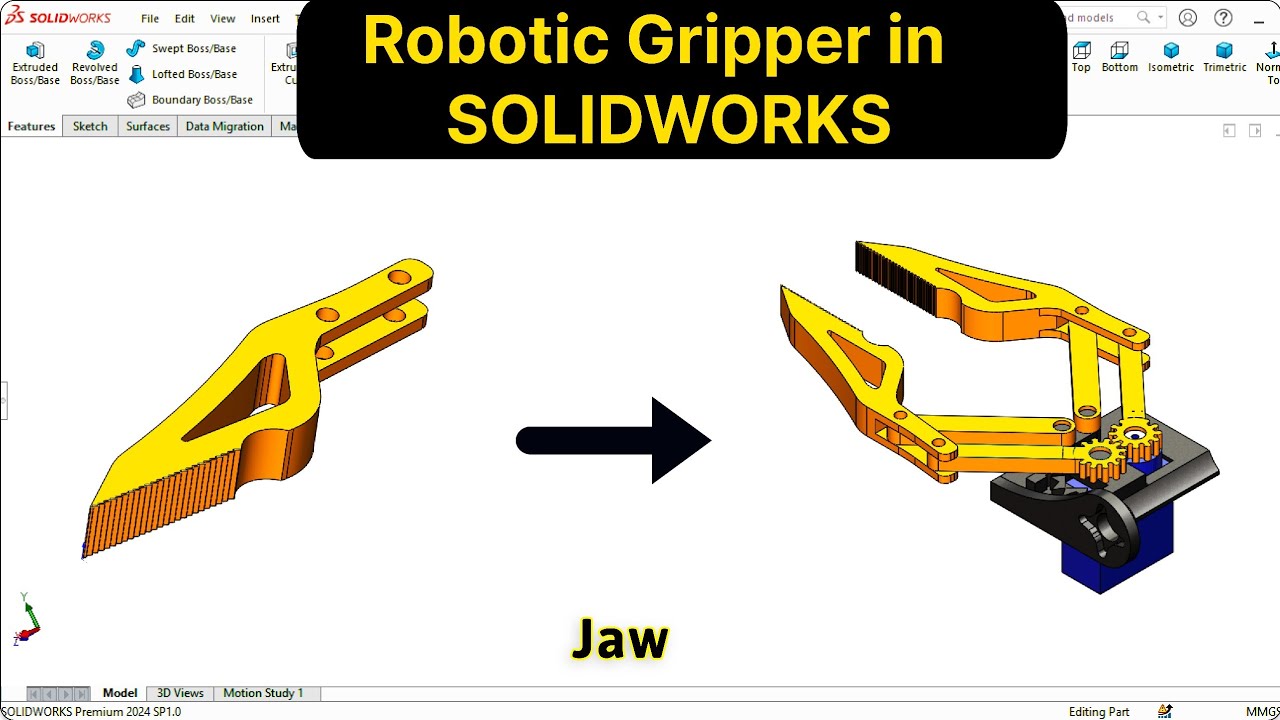 Моделирование челюсти роботизированного захвата в SOLIDWORKS | Инженеры-механики