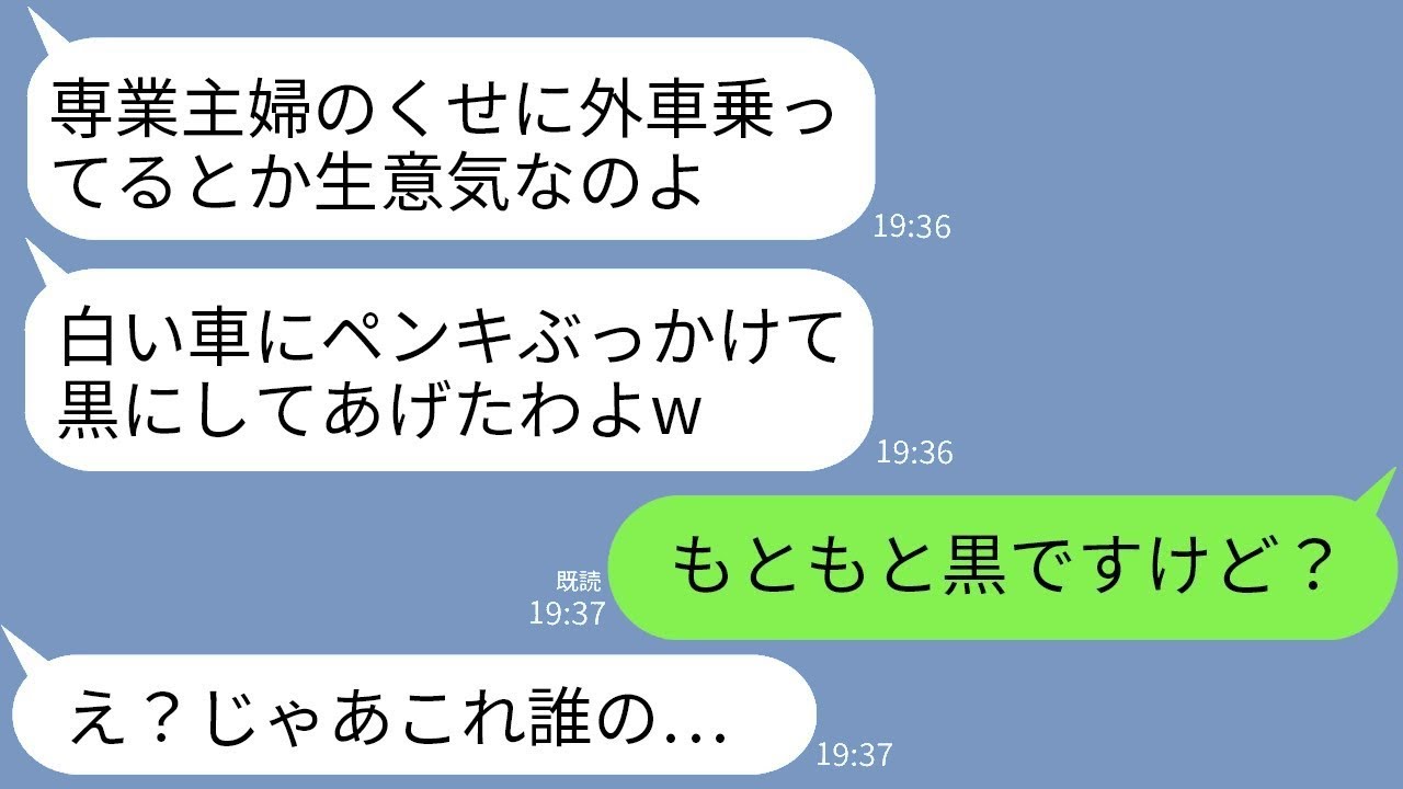 私が高級車を買ったことに嫉妬して、義妹は白い車に黒いペンキをかけてきた。「あなたの車、色を変えてあげたよw」と得意げな彼女に衝撃の事実を知らせた時の反応が面白いwww