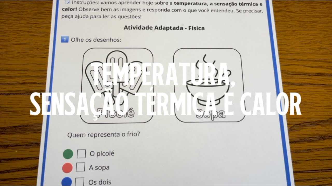 Temperatura, Sensa&ccedil;&atilde;o T&eacute;rmica e Calor | Atividade Adaptada em F&iacute;sica