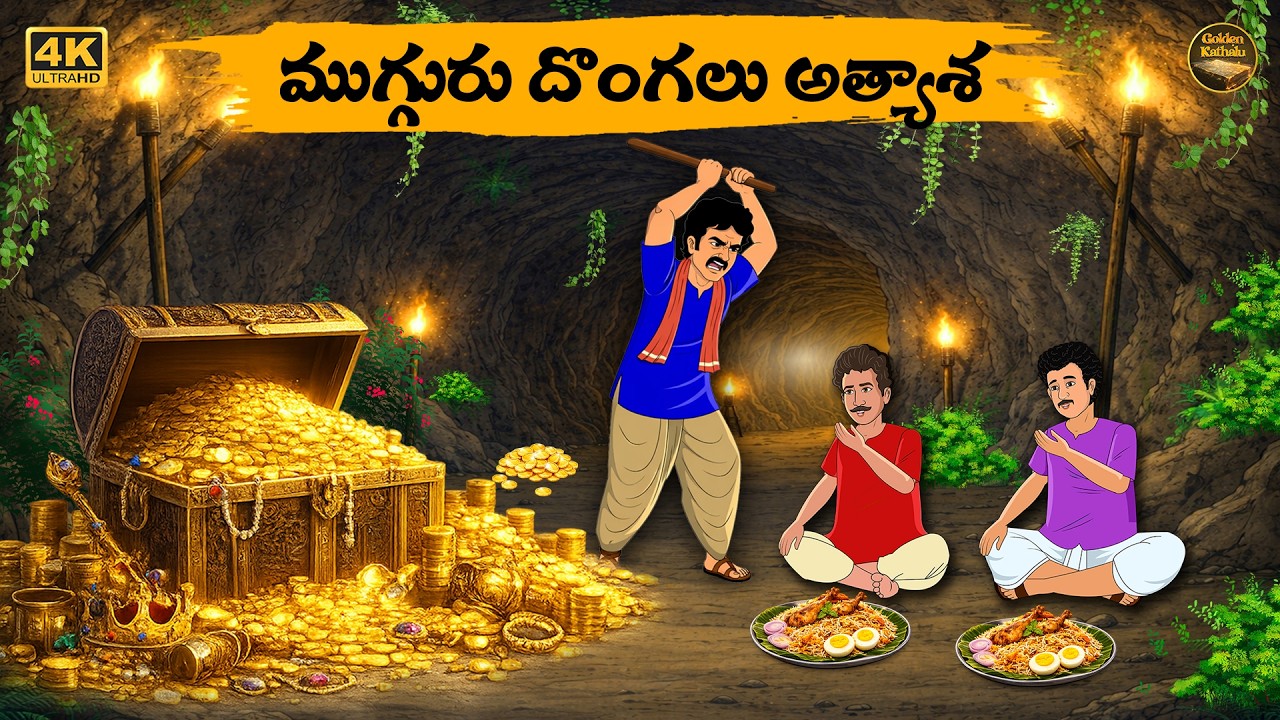 ముగ్గురు దొంగలు అత్యాశ -Telugu stories - Golden Kathalu 35 - Neethi Kathalu - Telugu Moral Stories