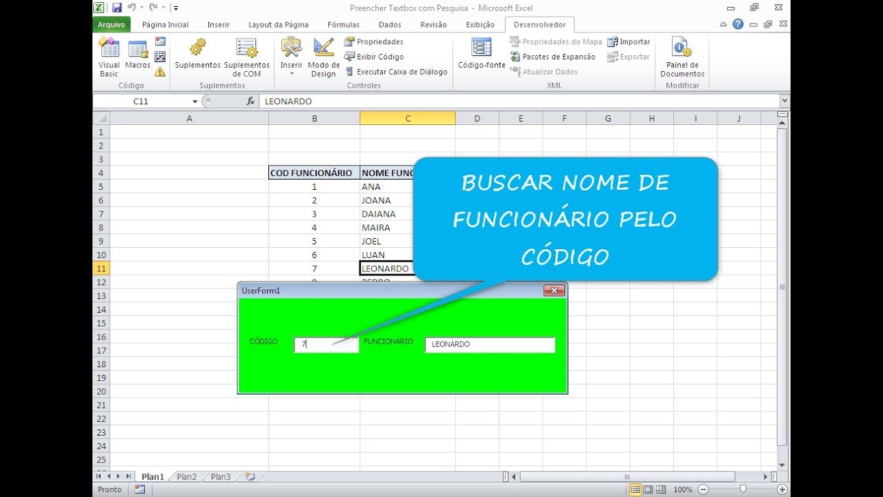 Pesquisar Dado ao Digitar em Textbox Excel VBA e Preencher Outra Textbox Automaticamente