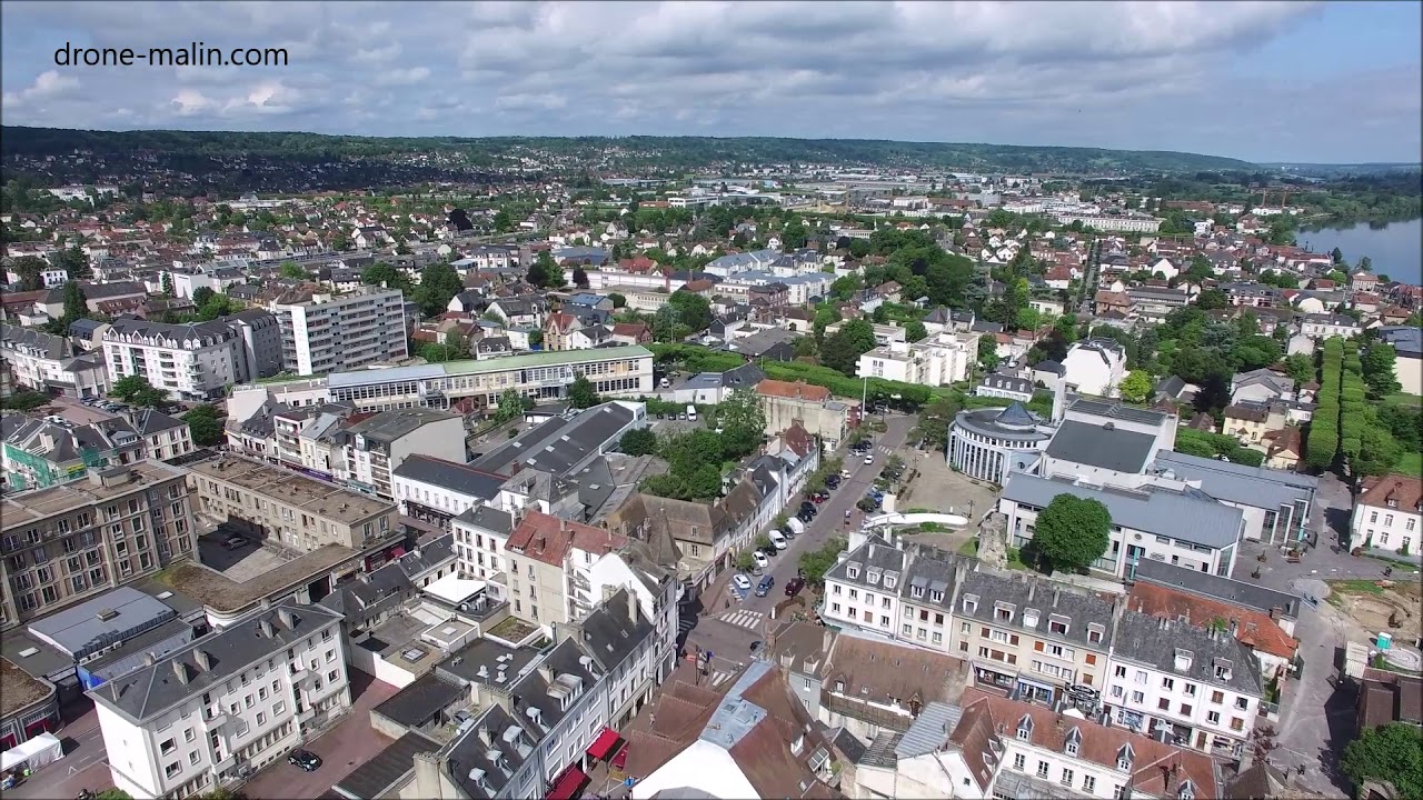 Vernon dans l'Eure en vue aérienne par drone