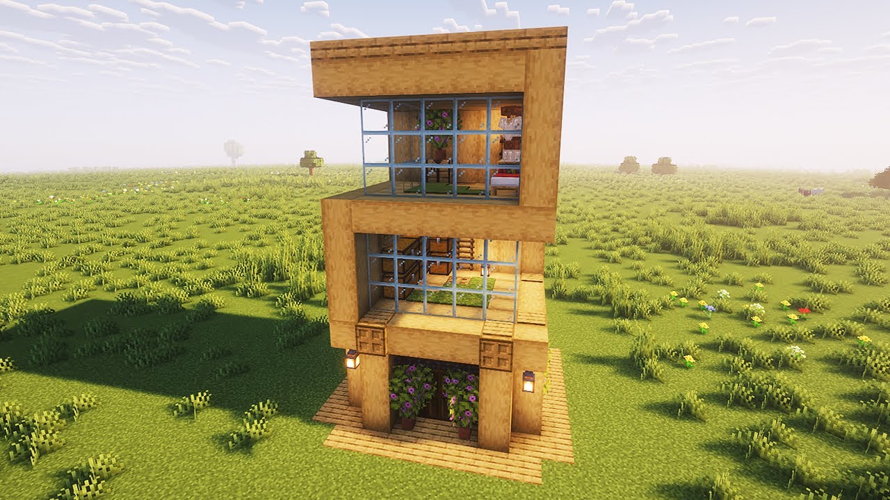 Minecraft: Small Wooden Modern House Tutorial (Easy) #2
