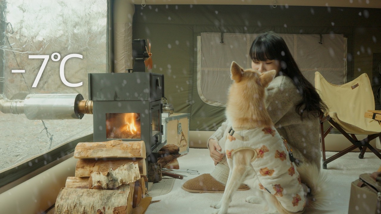 1.5룸 텐트에서 겨울나기❄️ / 무너진 에어텐트 세우고 분주한 장박 캠핑 / 캠핑 브이로그