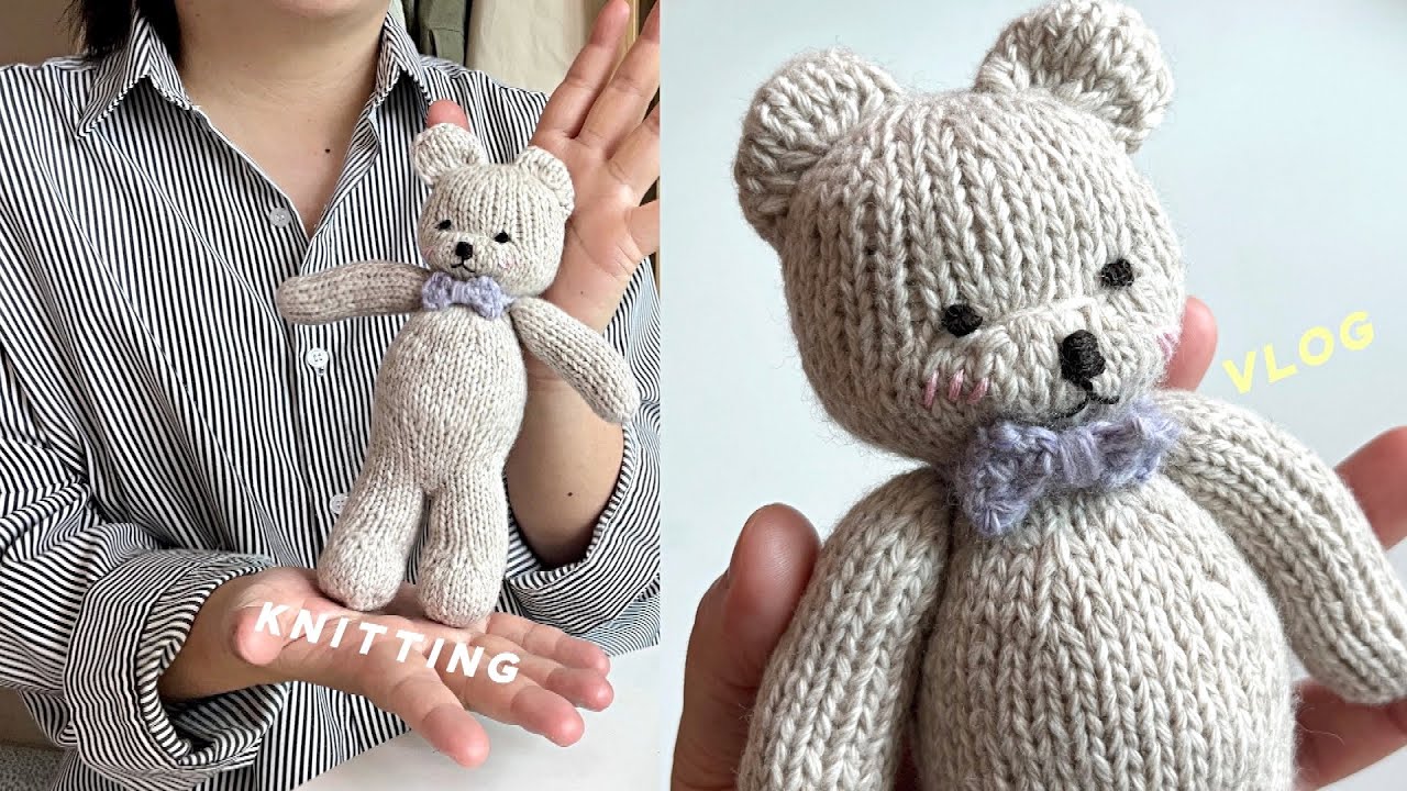 🐻🧸푸둥푸둥 곰돌이 뜨는 브이로그/로로우니코님의 테식이와 테리/대바늘 인형/뜨개브이로그/라라뜨개 메리오트밀knitting vlog/knitting teddy bear