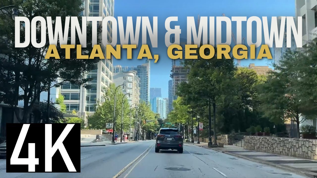 Road Tour of Midtown & Downtown Atlanta, Georgia in 4K - Mercedes-Benz Stadium & Atlantic Station