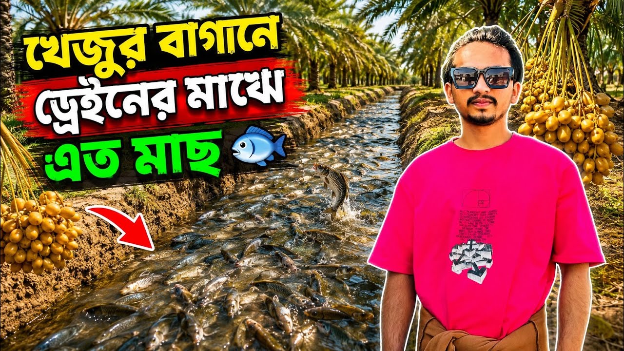 খেজুর বাগানের ভিতর ড্রেইনের মাজে এত মাছ 🦈🇸🇦