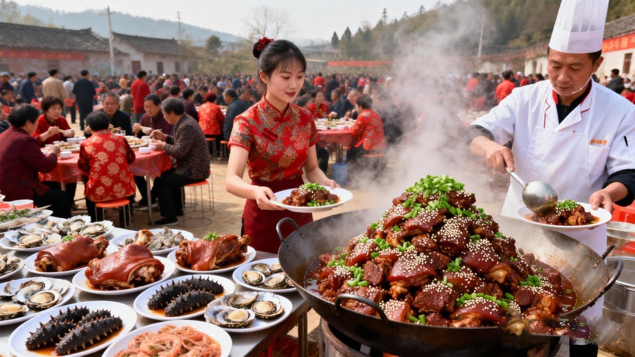随200来安徽灵璧搂席～800元30道菜，还有羊腿、猪脸实惠又好吃！【我是忐忑妞】