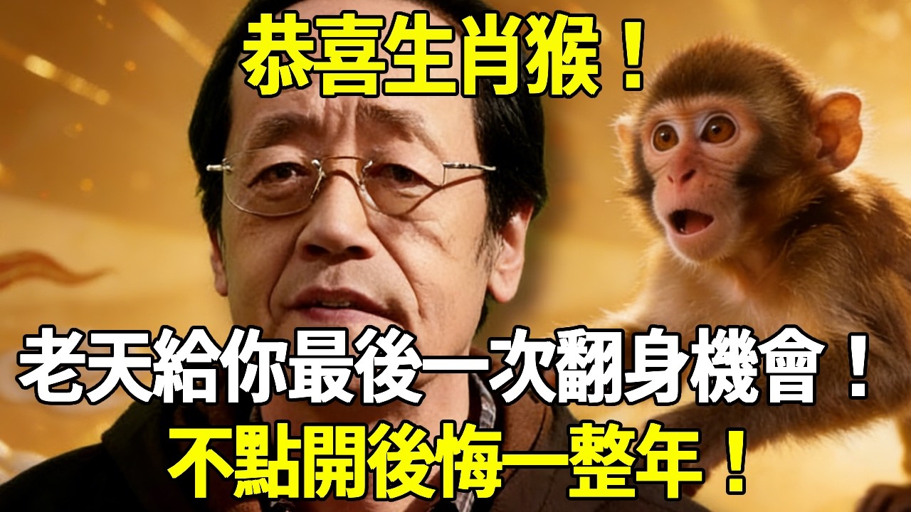 恭喜生肖猴！天降石破天驚的大喜訊！老天給你最後一次翻身機會！不點開後悔一整年！#倪海廈 #命理 #生肖 #運勢