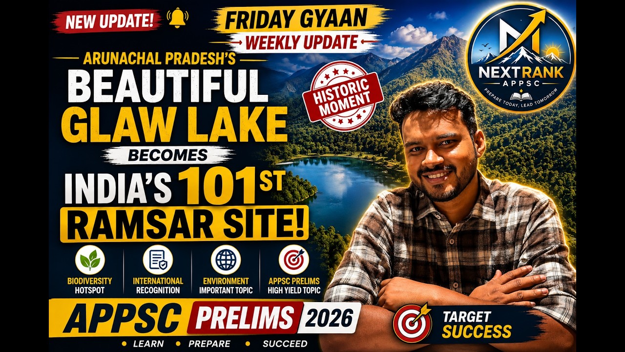 Glaw Lake Becomes India's 101st Ramsar Site | Arunachal Pradesh | APPSC Prelims 2026 | CA