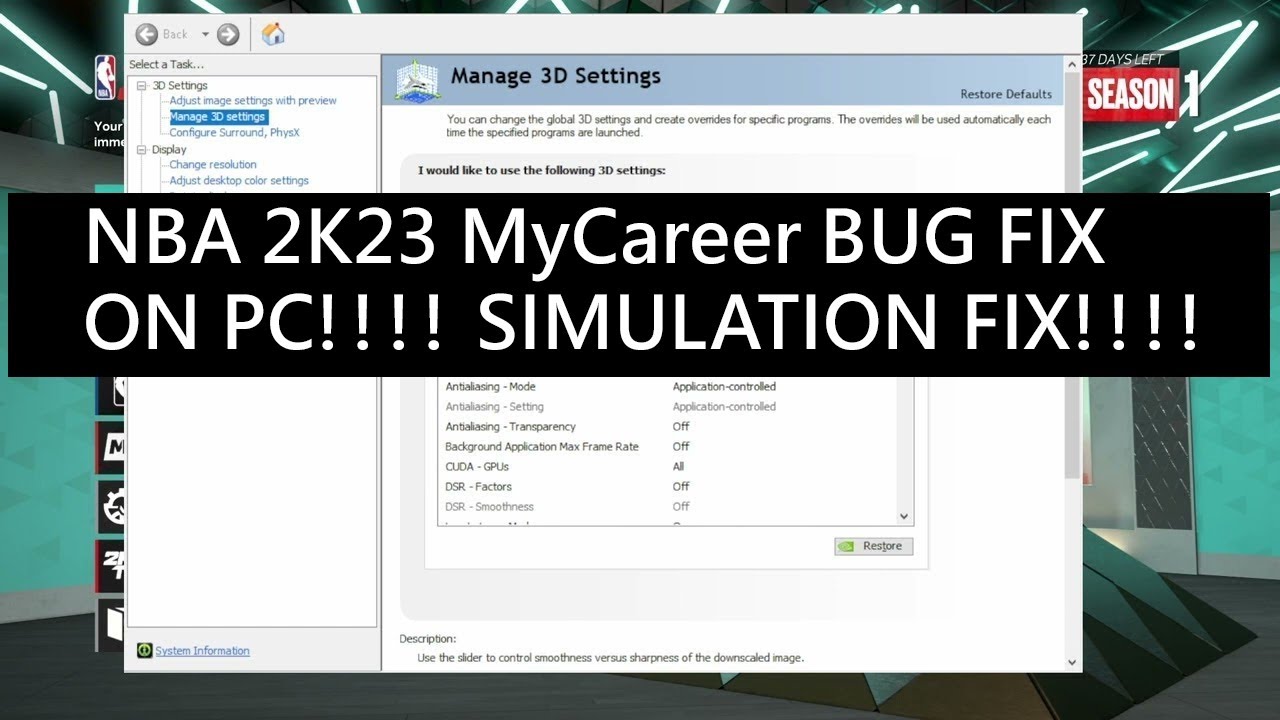 NBA 2K23 MyCareer PC FIX!!!!! (SLOW DOWN/NO SIMULATION FIX!!!)