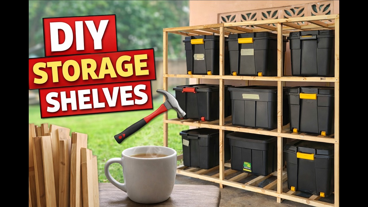 Building Storage Container Shelves | Unique Joints | Half-lap Joints | Garage Organisation