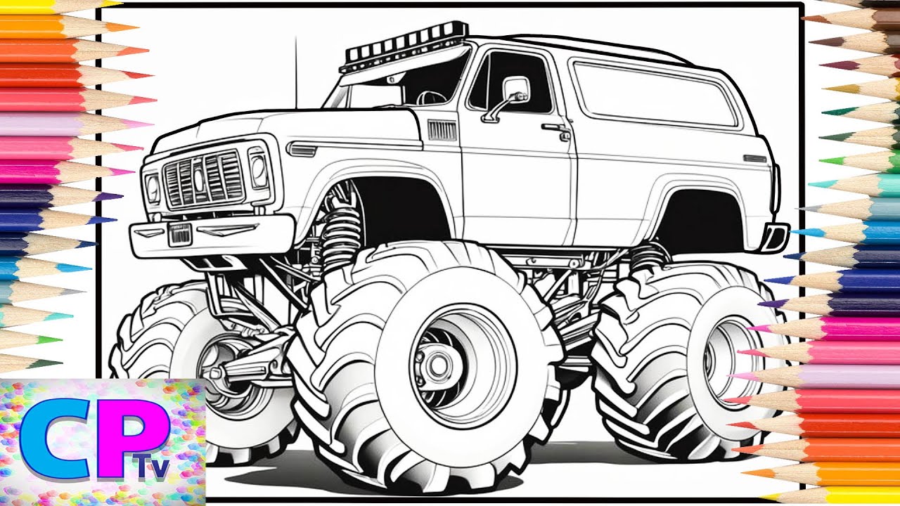 Monster Truck Prepares for the Competition/Drawing of Monster Truck/Art Therapy/Calming by Colors