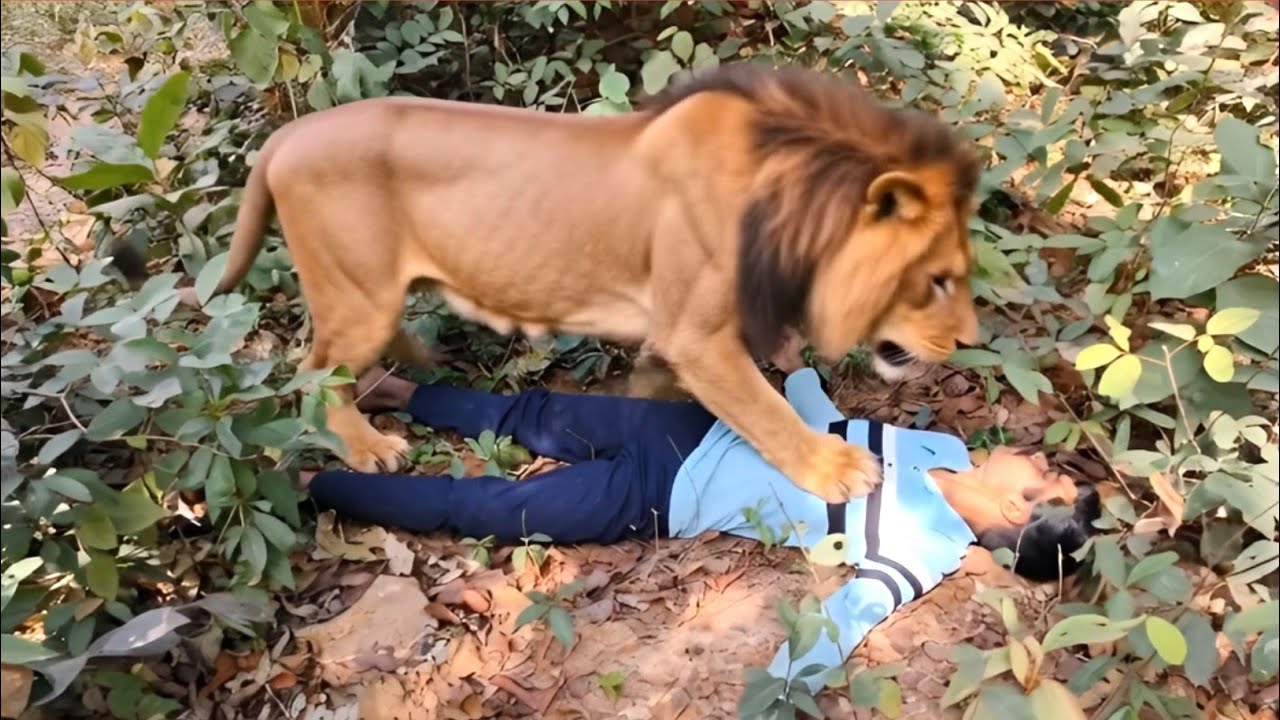 Lion Attack Boys in Jungle | Lion Attack In forest | lion attack
