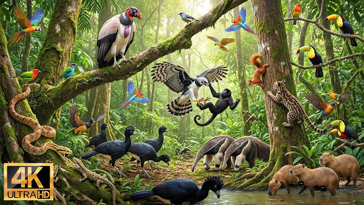 Relaxing Walk In The Amazon: Journey From Forest Floor To Canopy | Curassow, Margay Cat, Squirrel