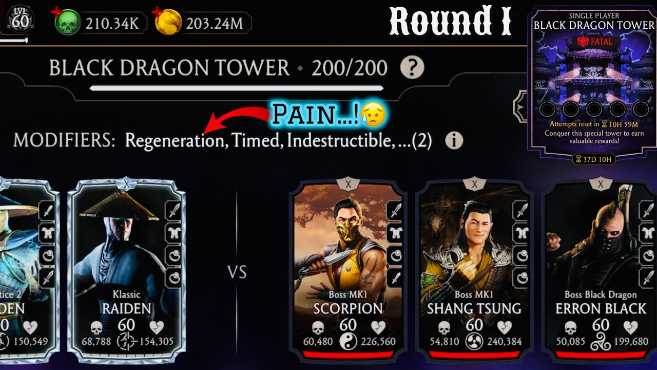 Fatal Remastered Black Dragon Tower Boss Battle 200 First + Epic Reward MK Mobile | Regeneration