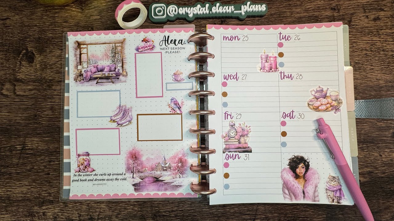 Pink wintery energy in my classic size dashboard planner