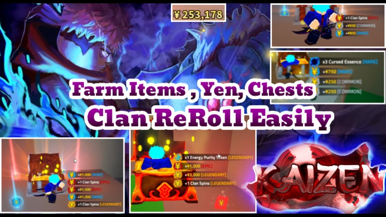 KAIZEN| FARM Chests, Clan Spins, Reset Stat, Energy Color Rerolls,Cursed Essence,Yen Fastest| Roblox