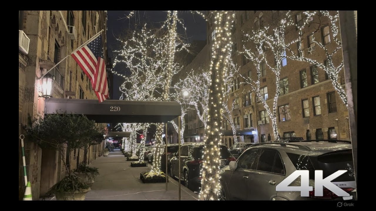 4K Walking Tour: Upper East Side NYC Post New Year's – Brownstones, Central Park & Holiday Lights