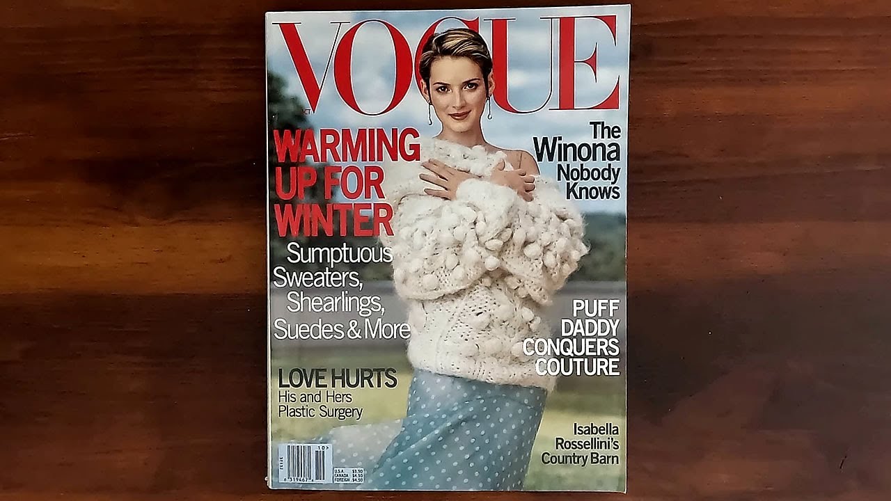 Vogue October 1999 Winona Ryder, Sean Puffy Diddy Combs, Kate Moss | ASMR Magazine Flip Through