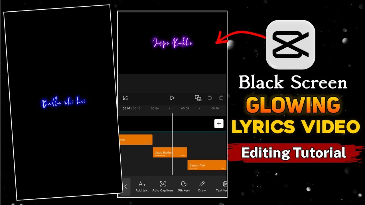 Black Screen Glowing Lyrics Status Editing In Capcut | How To Make Glowing Lyrics Video In Hindi |