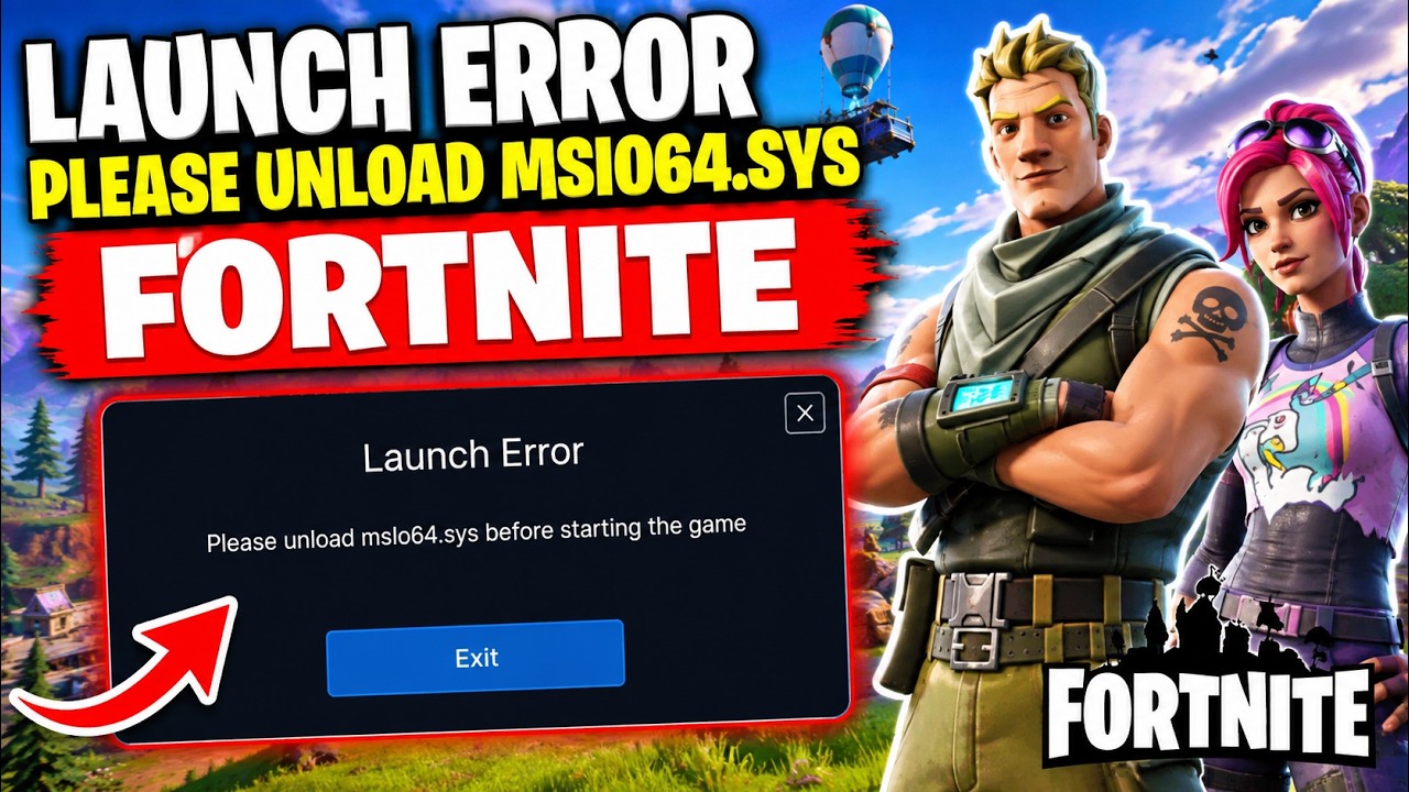Ошибка запуска: пожалуйста, выгрузите msIo64.sys перед запуском игры Fortnite