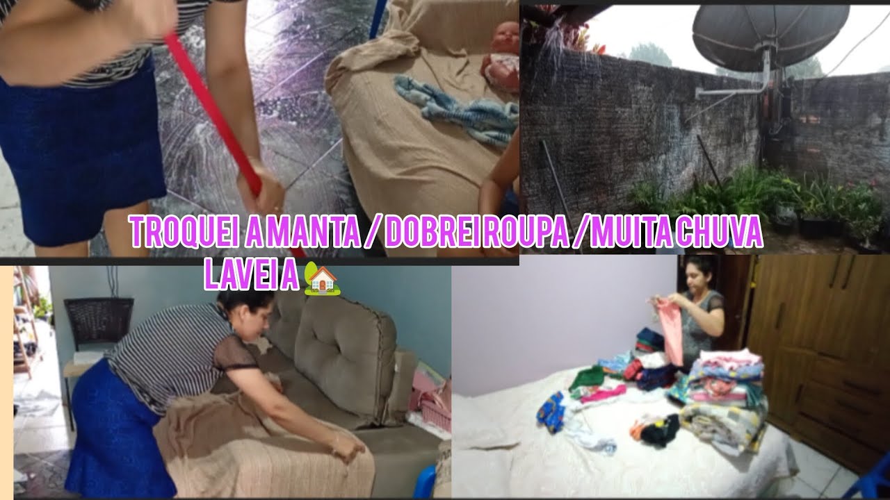 Vlog de Domingo/ lavei a 🏡/ troquei a manta do sofá/muita chuva #faxinapesada#donadecasablogueira 