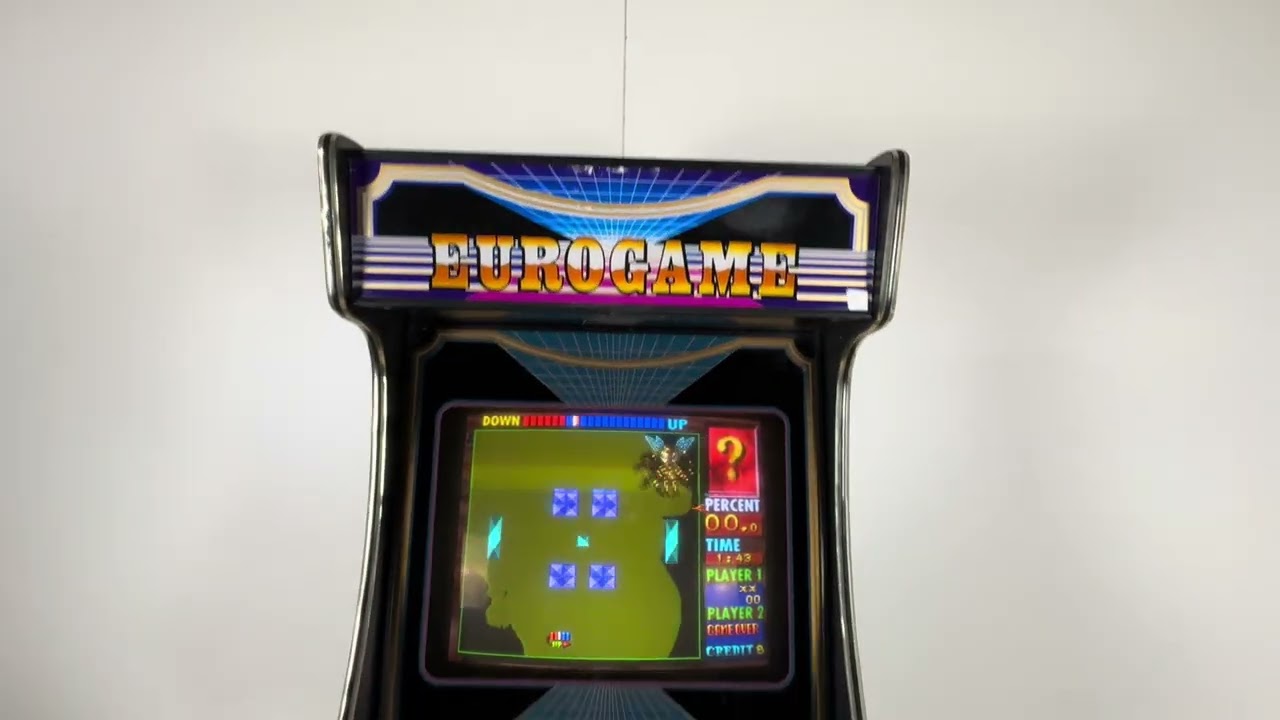 French WDK Eurogame JAMMA Arcade Cabinet Running The Miss World '96 Erotic Puzzle Game