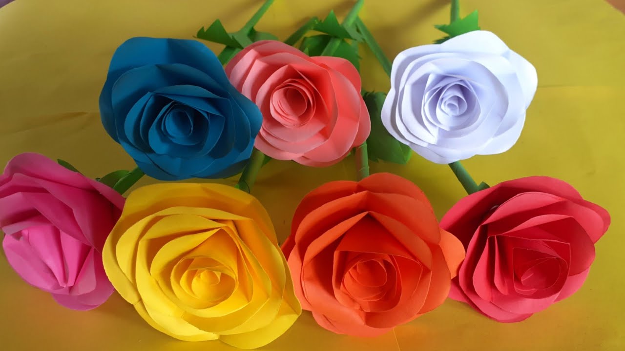 How to make paper rose flowers so simple? #rose #နှင်းဆီပန်း #domicileartistry